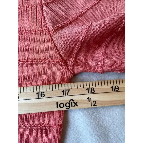 Burberry London Womens Ribbed Knit Top Size 48 Orange Y2K Cottagecore Classiccor - Picture 3 of 9